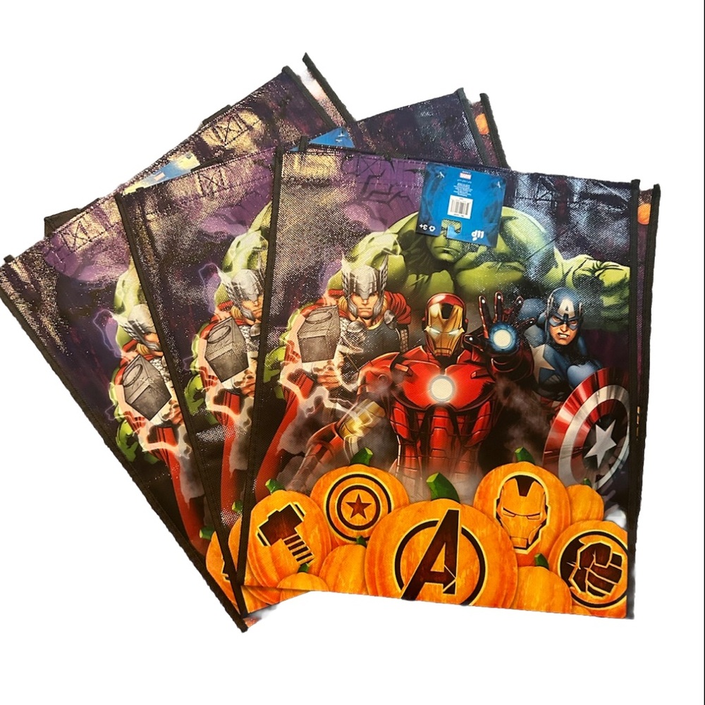 Set of 3 Marvel Avengers Reusable Tote Bags Halloween Trick or Treat NEW